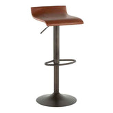 Antique Metal Barstools Set of 2 with Faux Leather