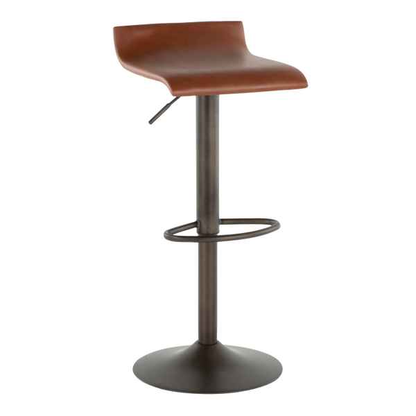 Antique Metal Barstools Set of 2 with Faux Leather