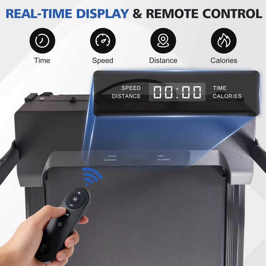 Anti-slip shock-absorbing treadmill with display and controls