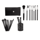 Makeup Brush Set - Essential Beauty Tools| Facial & Eye complete brush set with smudge tools, pouch, and glitter holder for professional makeup results.