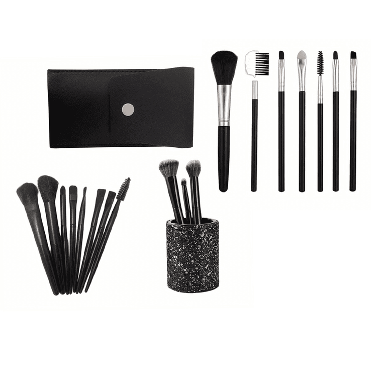 Makeup Brush Set - Essential Beauty Tools| Facial & Eye complete brush set with smudge tools, pouch, and glitter holder for professional makeup results.
