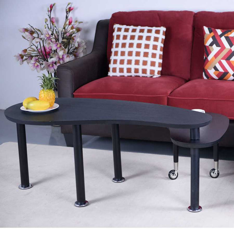 Extended 360 Rotatable Coffee Table with rolling lower section, ideal for flexible storage and serving in stylish living spaces.