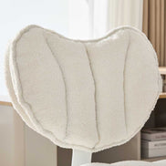 Close-up of the backrest cushion on the Flexible Meditation Chair, featuring ergonomic contouring and plush white boucle fabric.