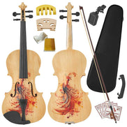 Violin with artistic design and included kit