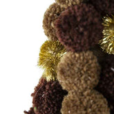 Christmas tree table decor pom-poms with gold tinsel