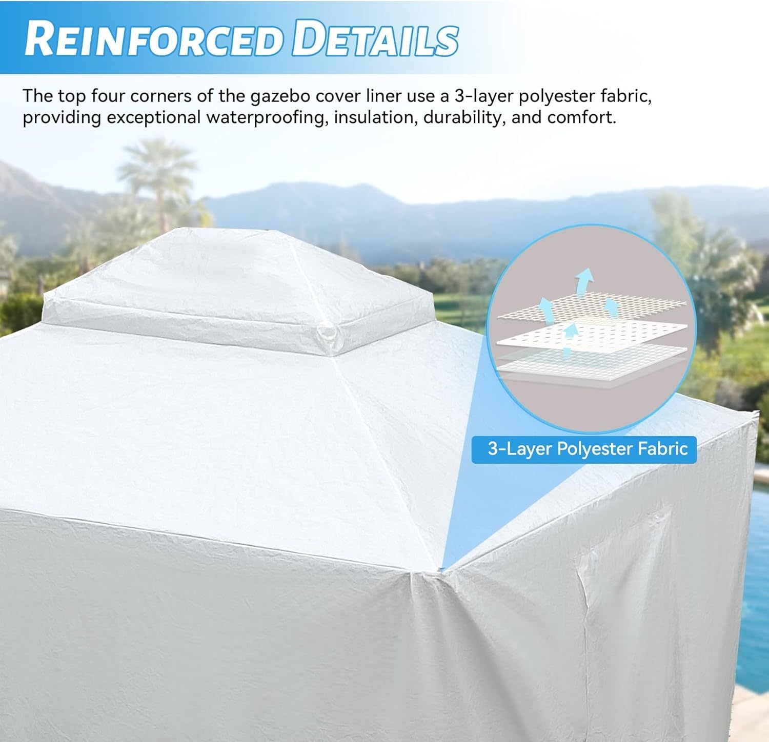 10'x12' Gazebo Cover for Hardtop Gazebos, Outdoor Universal Winter Gazebo Cover with Sidewalls and Mesh Windows, All Season Waterproof Enclosed Gazebo Cover, White