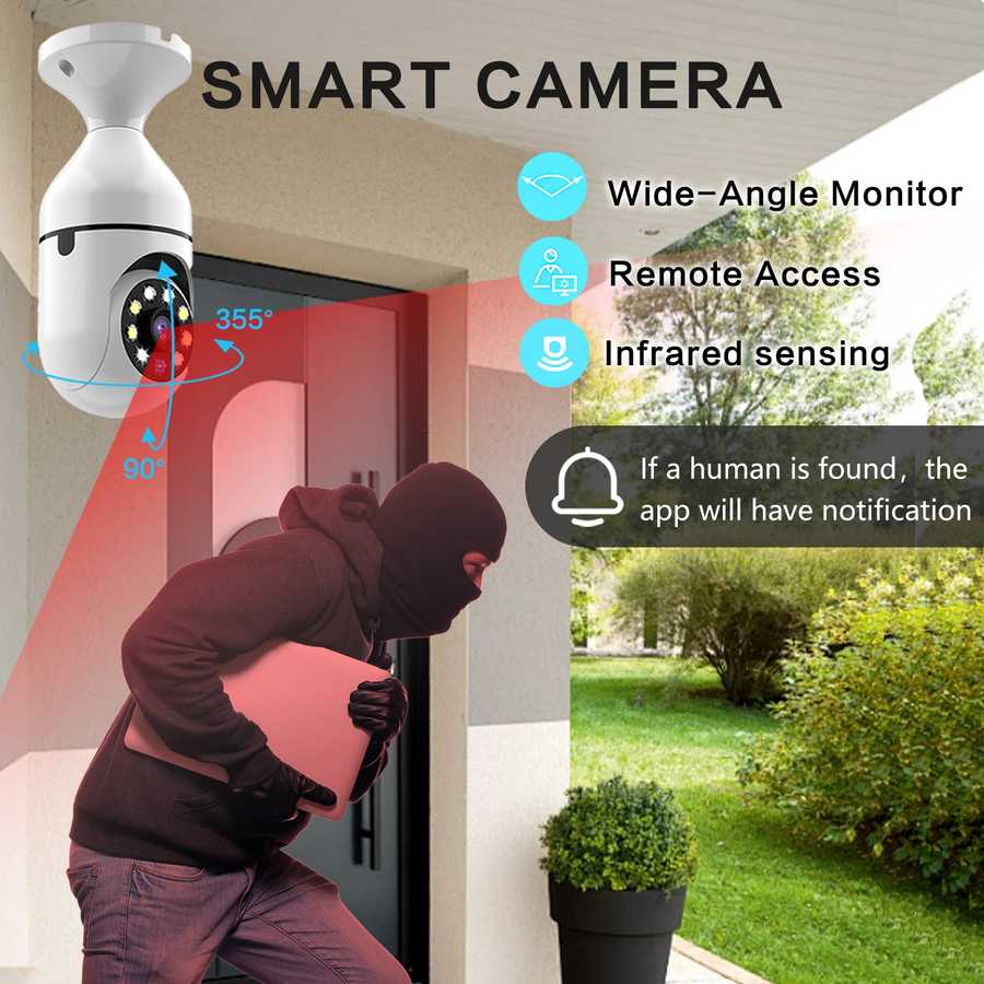 Light Bulb Security Camera Outdoor HD Wireless