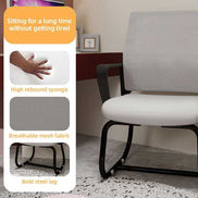 Gray office chair with text overlay in a room setting