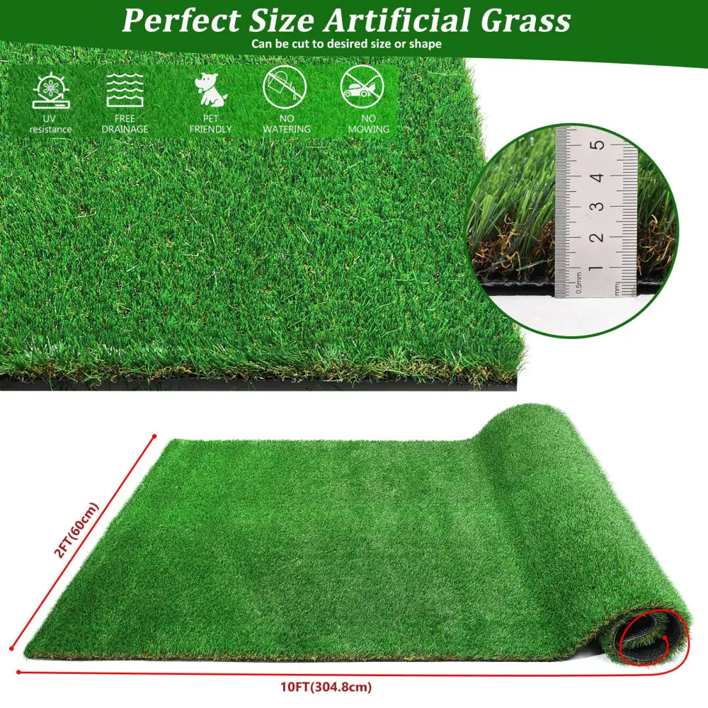 2FTX10FT Outdoor Artificial Grass Runner Rug, Thick Realistic Fake Grass Roll Decor Patio Balcony Garden Lawn, Dog Pets Turf Drain Mat, 1.38" Pile Height MLNshops]