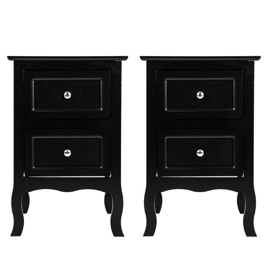 2pcs Country Style Two-Tier Nightstand Large Size Black MLNshops