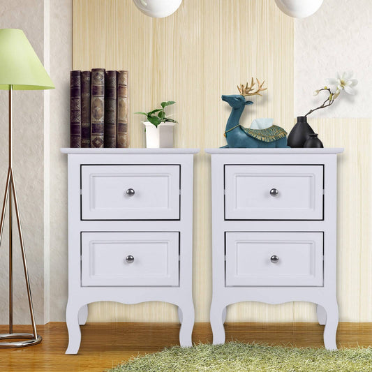 2pcs Country Style Two-Tier Nightstand Large Size White MLNshops]