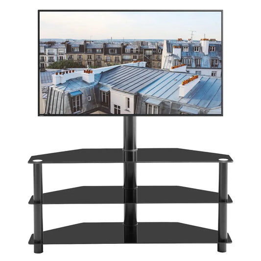 3-Tier Multi-functional TV Stand Height Adjustable Swivel Bracket - Black MLNshops