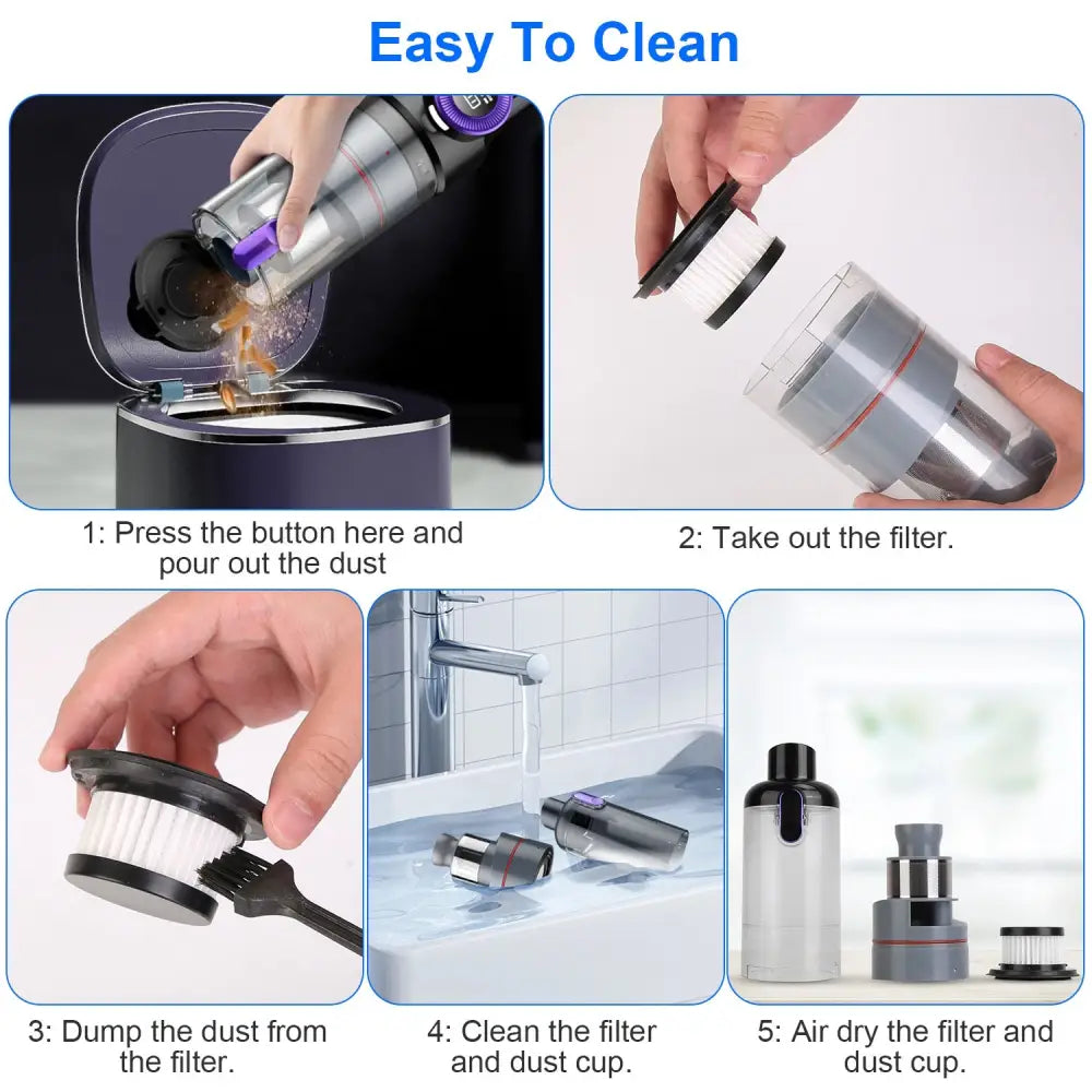 3 In 1 Handheld Vacuum Cleaner Cordless Car Vacuum 15000PA Rechargeable Duster with 2 Modes 2 Washable Filters Digital Display MLNshops]