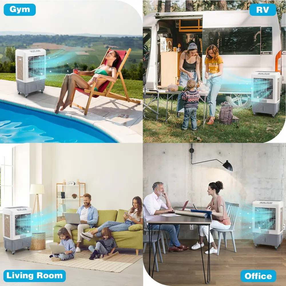 3 in 1 Portable Evaporative Cooler,Indoor,Outdoor,4118CFM Personal Air Cooler,Mechanical control ,13.2 Gal Large Water Tank & Scroll Casters, 4 Ice Packs MLNshops]