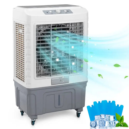 3 in 1 Portable Evaporative Cooler,Indoor,Outdoor,4118CFM Personal Air Cooler,Mechanical control ,13.2 Gal Large Water Tank & Scroll Casters, 4 Ice Packs MLNshops]