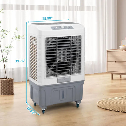 3 in 1 Portable Evaporative Cooler,Indoor,Outdoor,4118CFM Personal Air Cooler,Mechanical control ,13.2 Gal Large Water Tank & Scroll Casters, 4 Ice Packs MLNshops]