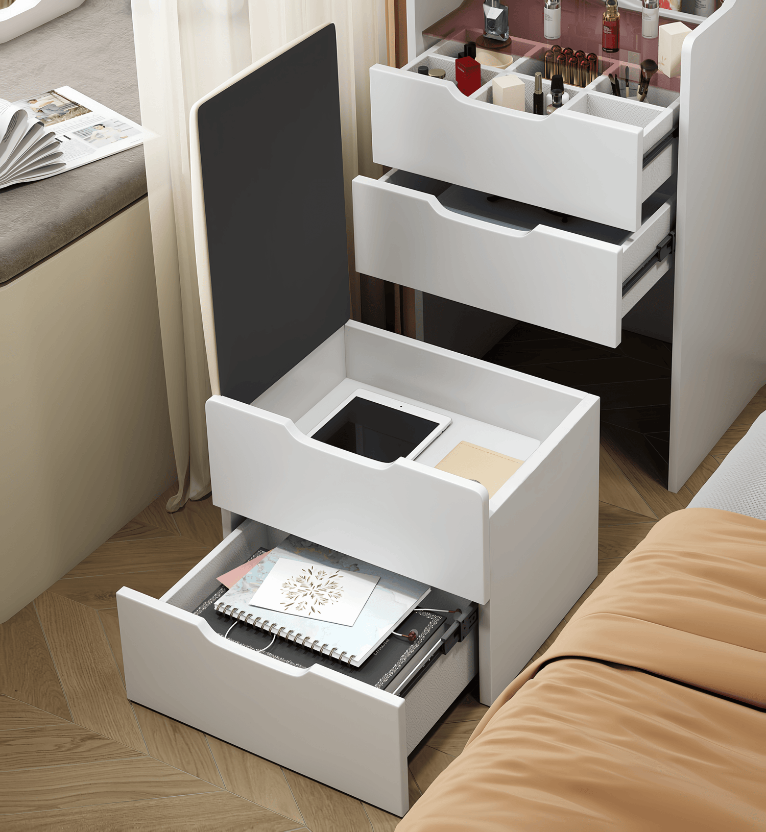 MLNshops 3 in 1 Vanity Table for Small Spaces - Compact Dressing Desk