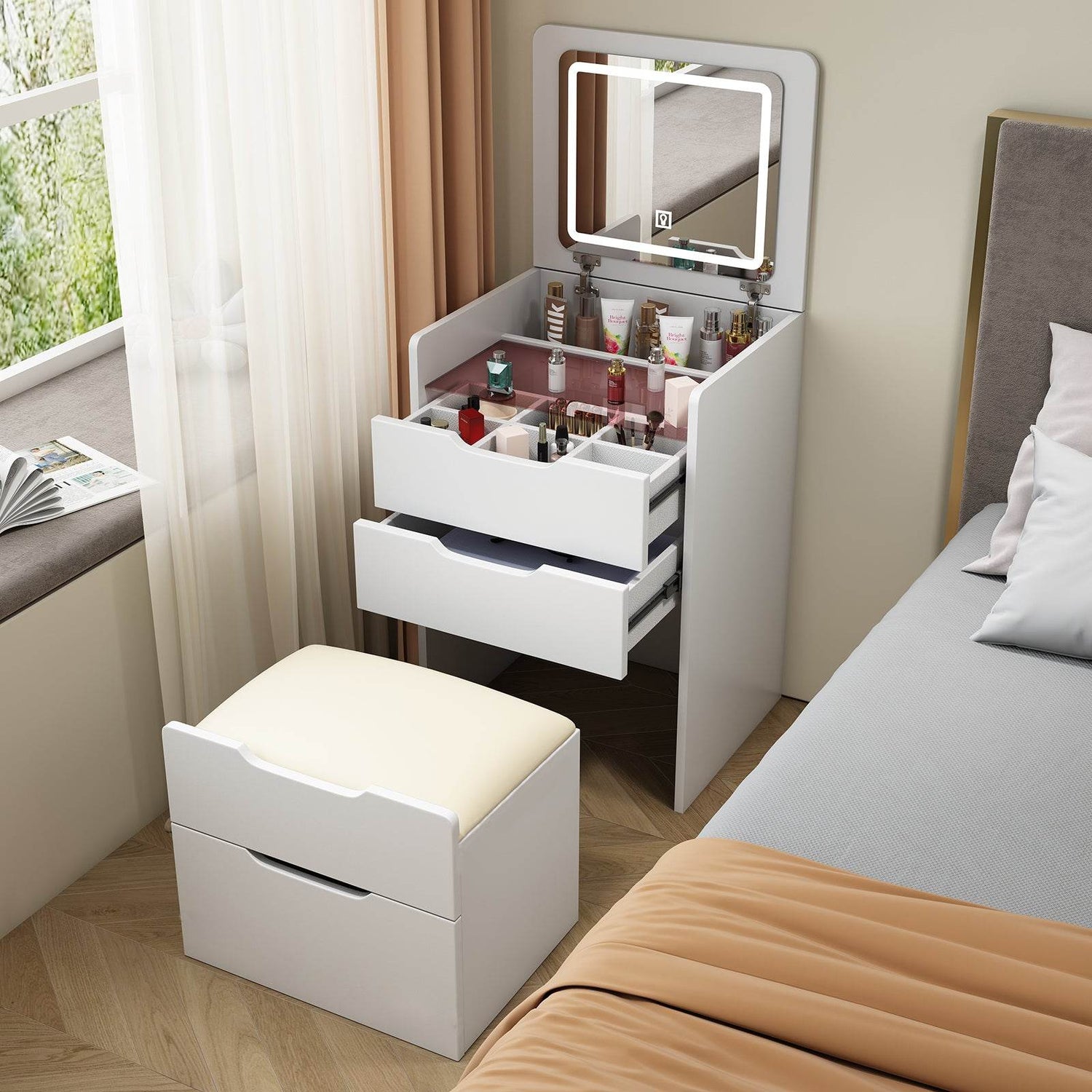 MLNshops 3 in 1 Vanity Table for Small Spaces - Compact Dressing Desk