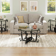 MLNshops 3 Piece Living Room Coffee Table Set with Glass Top