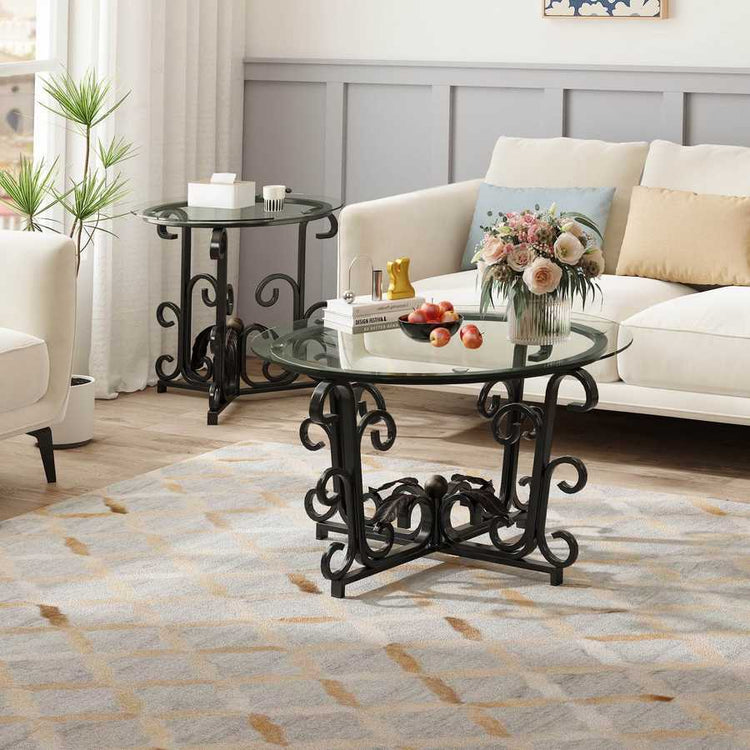 MLNshops 3 Piece Living Room Coffee Table Set with Glass Top