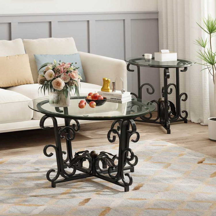 MLNshops 3 Piece Living Room Coffee Table Set with Glass Top