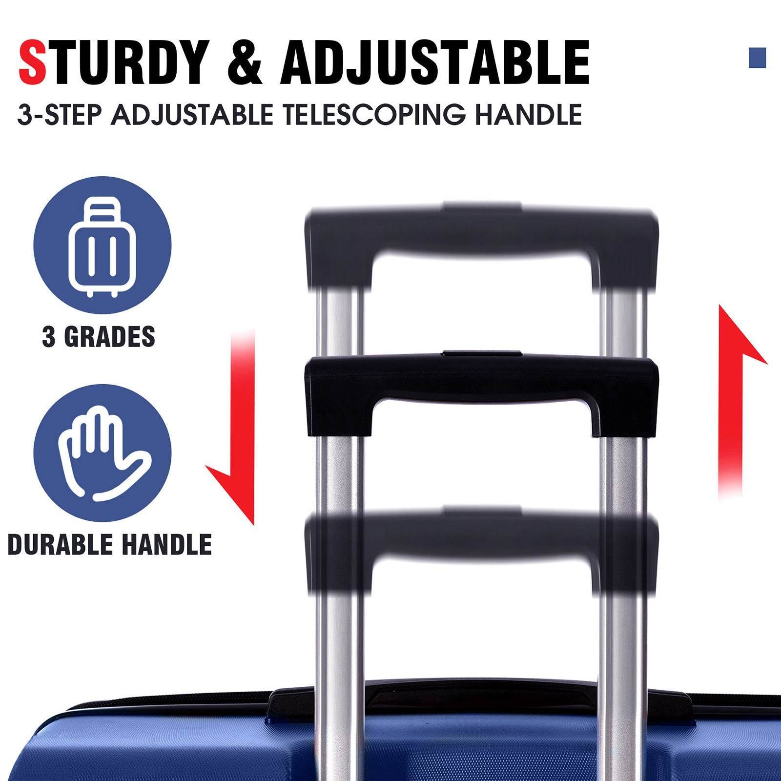 3 piece luggage set with spinner wheels, hardshell