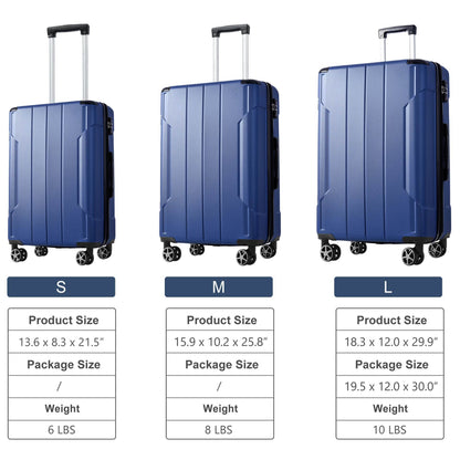 3 piece luggage set with spinner wheels, hardshell