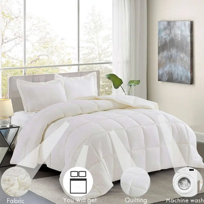 3 Piece Pre Washed Down Alternative Comforter Set with 2 Shams MLNshops]