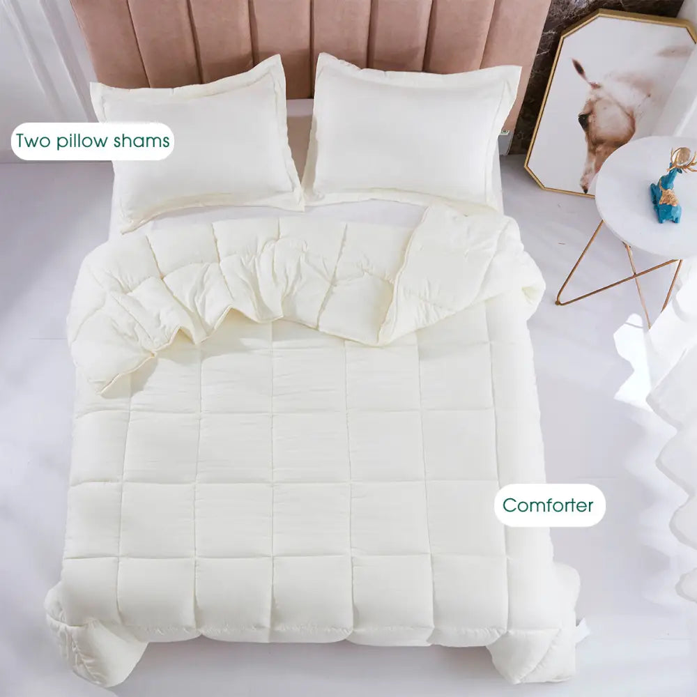 3 Piece Pre Washed Down Alternative Comforter Set with 2 Shams MLNshops]