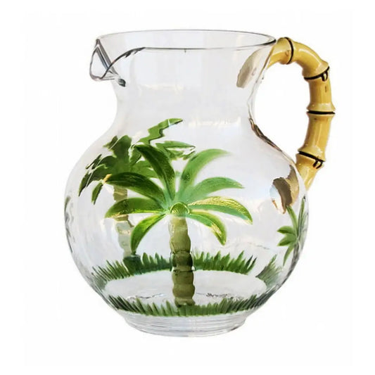 3 Quarts Water Pitcher with Lid, Palm Tree Design Unbreakable Plastic Pitcher, Drink Pitcher, Juice Pitcher with Spout MLNshops]