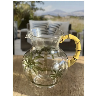 3 Quarts Water Pitcher with Lid, Palm Tree Design Unbreakable Plastic Pitcher, Drink Pitcher, Juice Pitcher with Spout MLNshops]