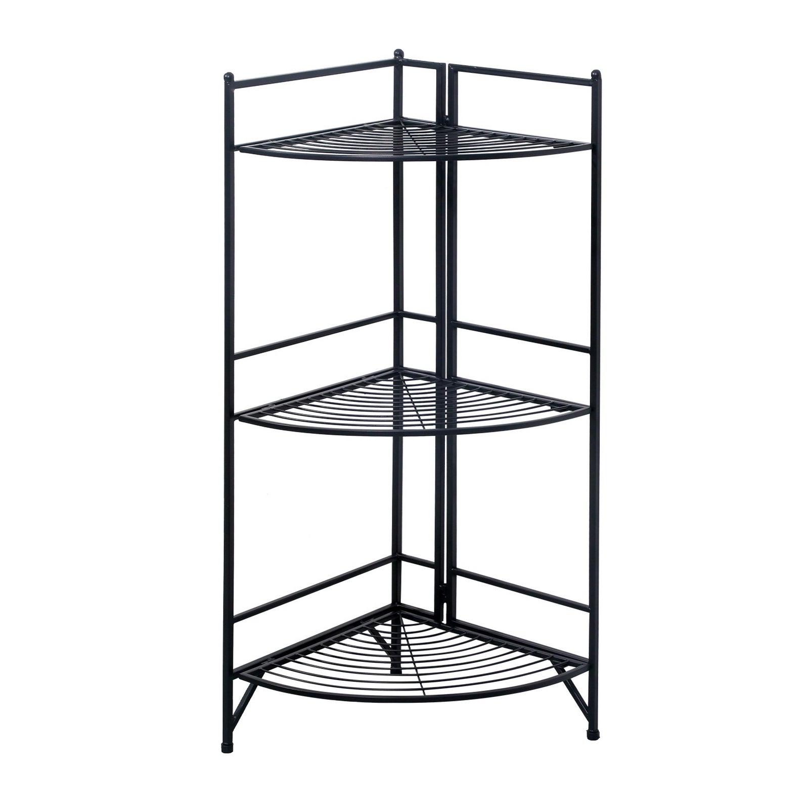 3 Tier Corner Folding Metal Corner Shelf Black MLNshops]