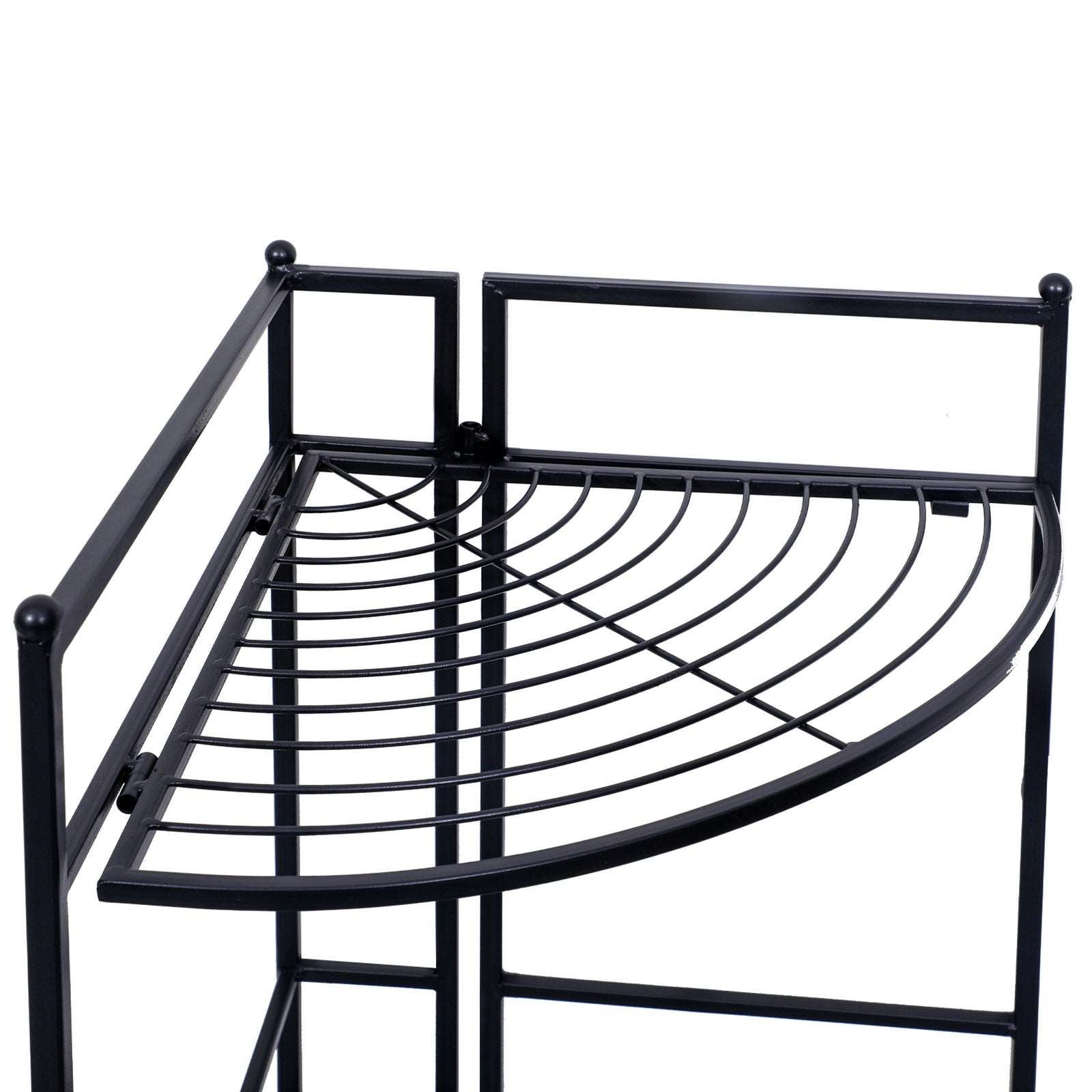 3 Tier Corner Folding Metal Corner Shelf Black MLNshops]