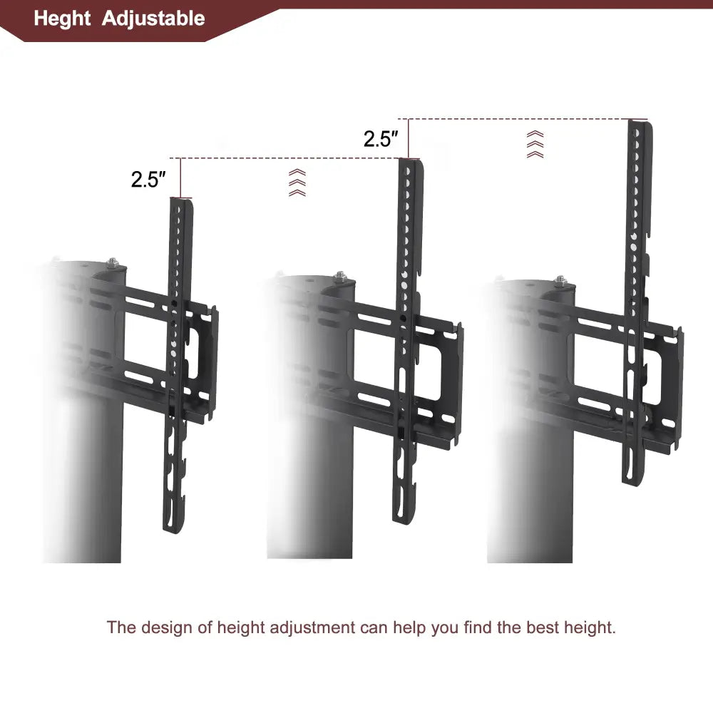 3-Tier Multi-functional TV Stand Height Adjustable Swivel Bracket - Black MLNshops]