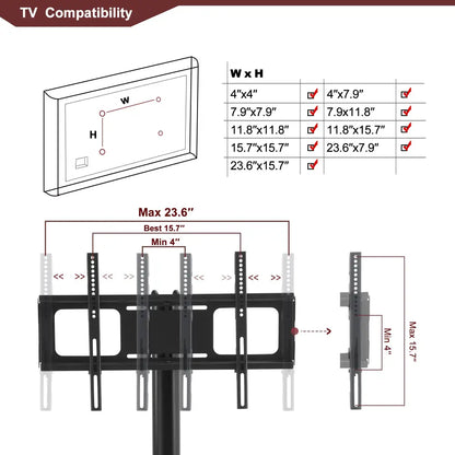 3-Tier Multi-functional TV Stand Height Adjustable Swivel Bracket - Black MLNshops]