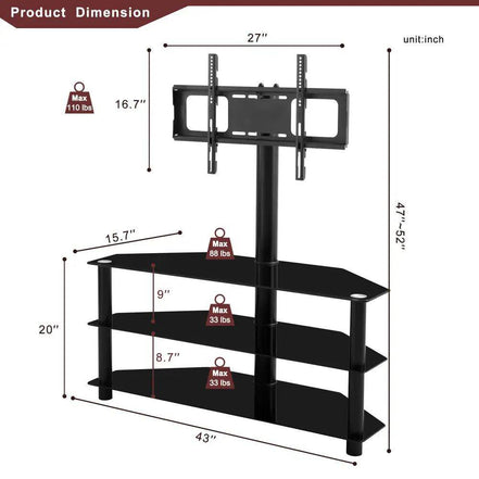 MLNshops 3-Tier TV Stand with Swivel Bracket