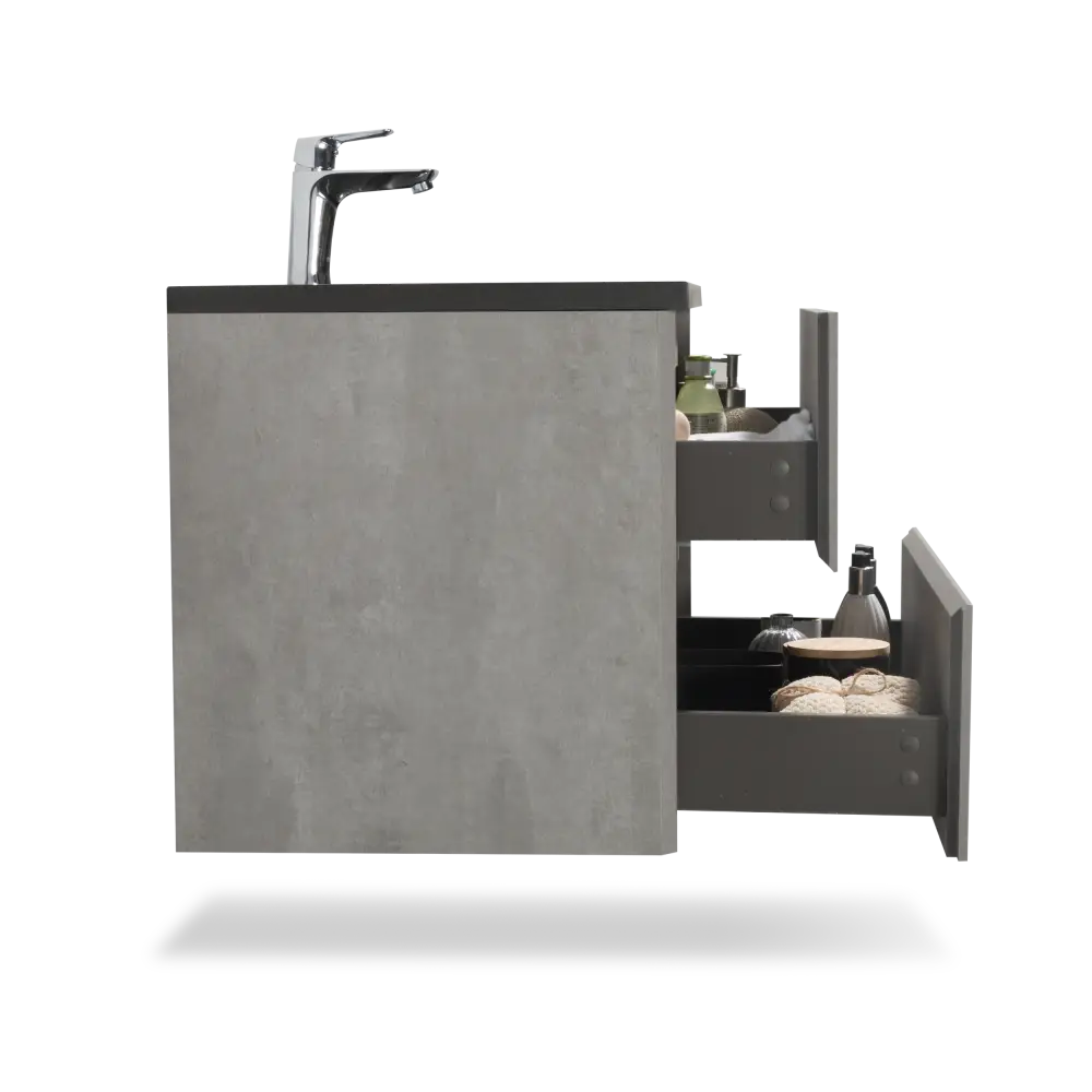 30" Floating Bathroom Vanity with Sink, Modern Wall-Mounted Bathroom Storage Vanity Cabinet with Black Quartz Sand Top Basin and Soft Close Drawers MLNshops]