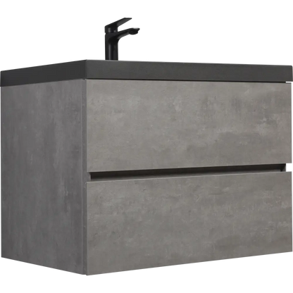 30" Floating Bathroom Vanity with Sink, Modern Wall-Mounted Bathroom Storage Vanity Cabinet with Black Quartz Sand Top Basin and Soft Close Drawers MLNshops]