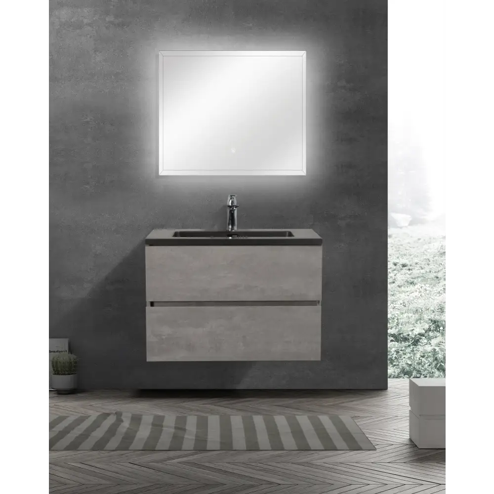 30" Floating Bathroom Vanity with Sink, Modern Wall-Mounted Bathroom Storage Vanity Cabinet with Black Quartz Sand Top Basin and Soft Close Drawers MLNshops]