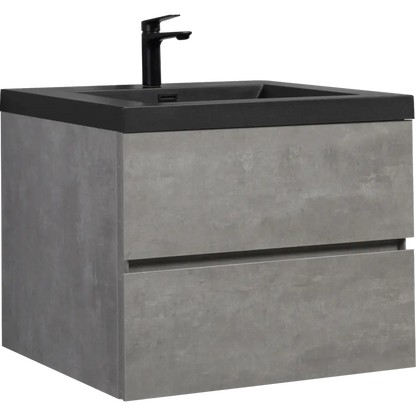 30" Floating Bathroom Vanity with Sink, Modern Wall-Mounted Bathroom Storage Vanity Cabinet with Black Quartz Sand Top Basin and Soft Close Drawers MLNshops]