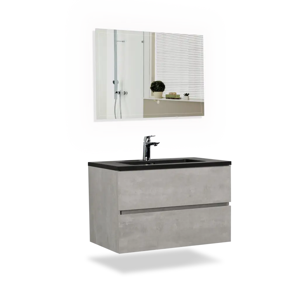 30" Floating Bathroom Vanity with Sink, Modern Wall-Mounted Bathroom Storage Vanity Cabinet with Black Quartz Sand Top Basin and Soft Close Drawers MLNshops]