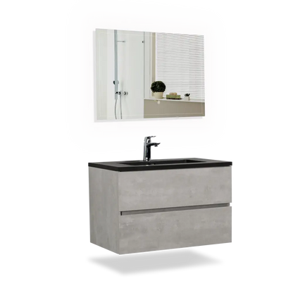 30" Floating Bathroom Vanity with Sink, Modern Wall-Mounted Bathroom Storage Vanity Cabinet with Black Quartz Sand Top Basin and Soft Close Drawers MLNshops]