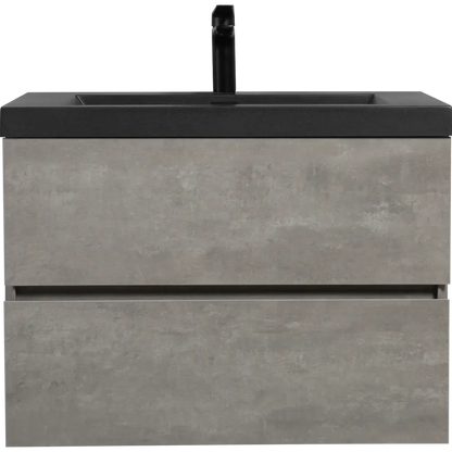 30" Floating Bathroom Vanity with Sink, Modern Wall-Mounted Bathroom Storage Vanity Cabinet with Black Quartz Sand Top Basin and Soft Close Drawers MLNshops]