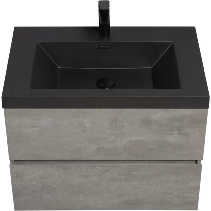 30" Floating Bathroom Vanity with Sink, Modern Wall-Mounted Bathroom Storage Vanity Cabinet with Black Quartz Sand Top Basin and Soft Close Drawers MLNshops]