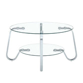 Front view of Vintage Metal Frame Glass Coffee Table 31.5&