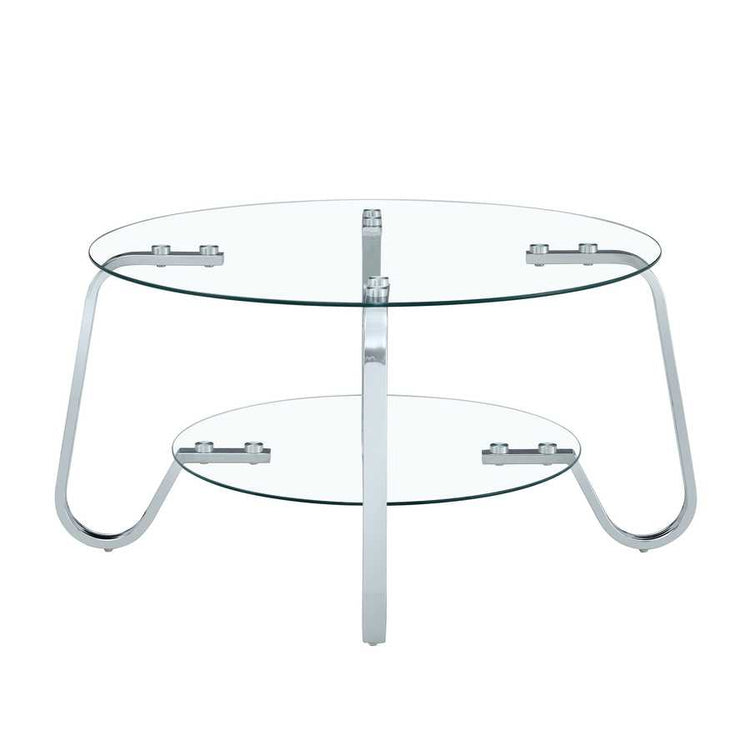 Front view of Vintage Metal Frame Glass Coffee Table 31.5&