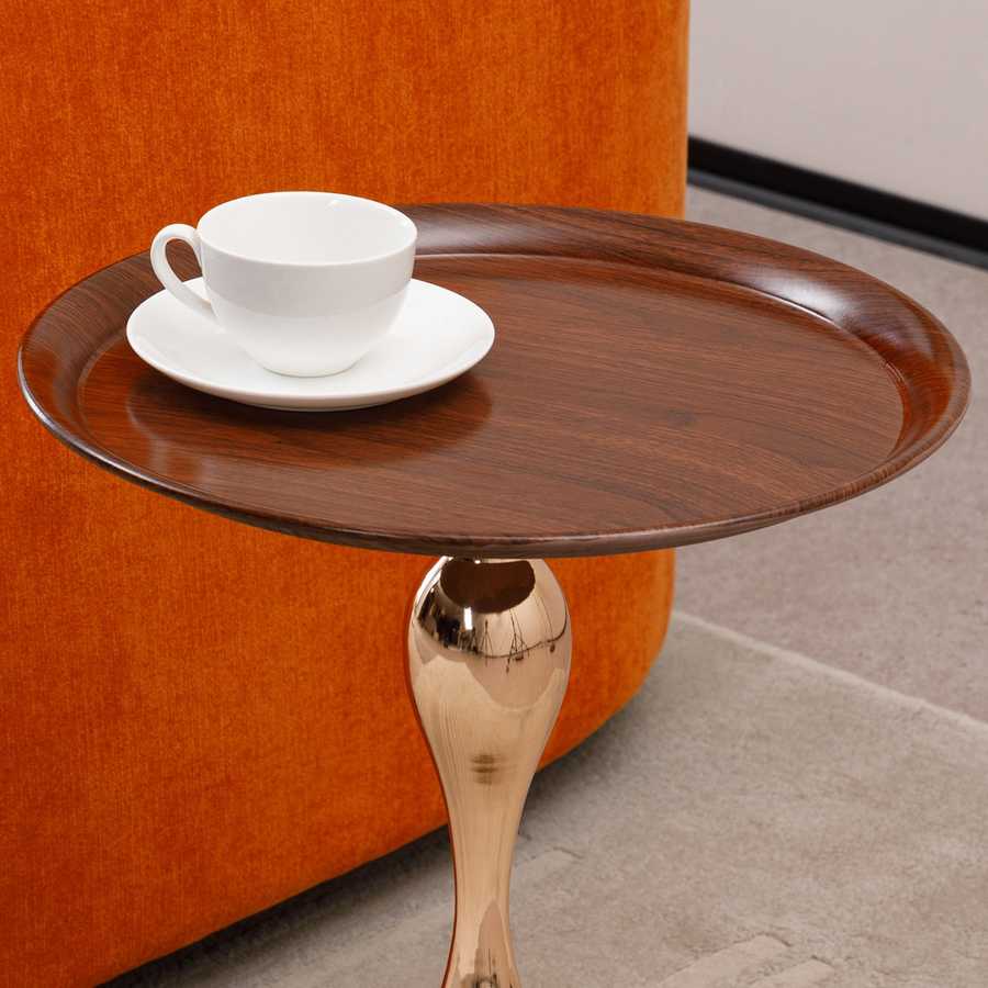 Mermaid Tail End Coffee Table Round Side Table, Modern Metal Pedestal Table, Minimalist Accent Table for Small Spaces, Drink Martini Table Decoration for Living Room