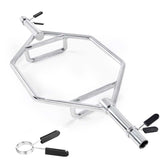 Metal hexagonal stand with adjustable arms on a white background