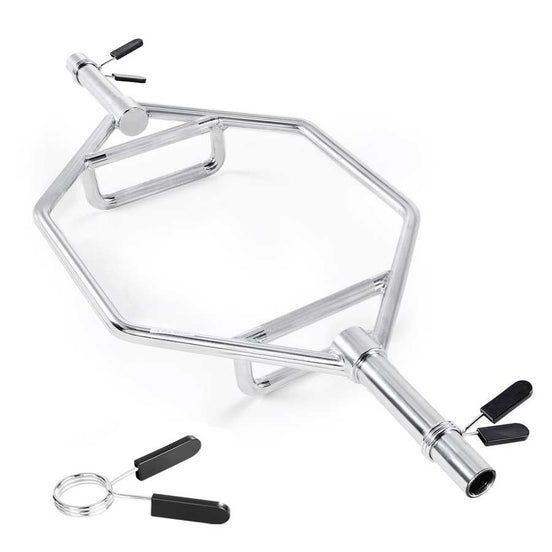Metal hexagonal stand with adjustable arms on a white background