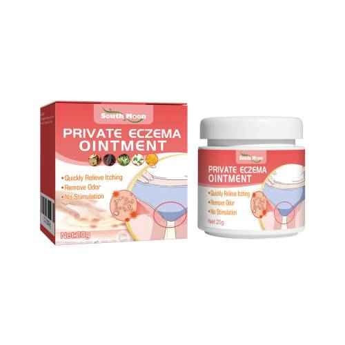 Private Eczema Ointment packaging with jar on a white background